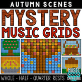 Autumn Mystery Music Grids - Whole, Half, Quarter Rests Digital Resources